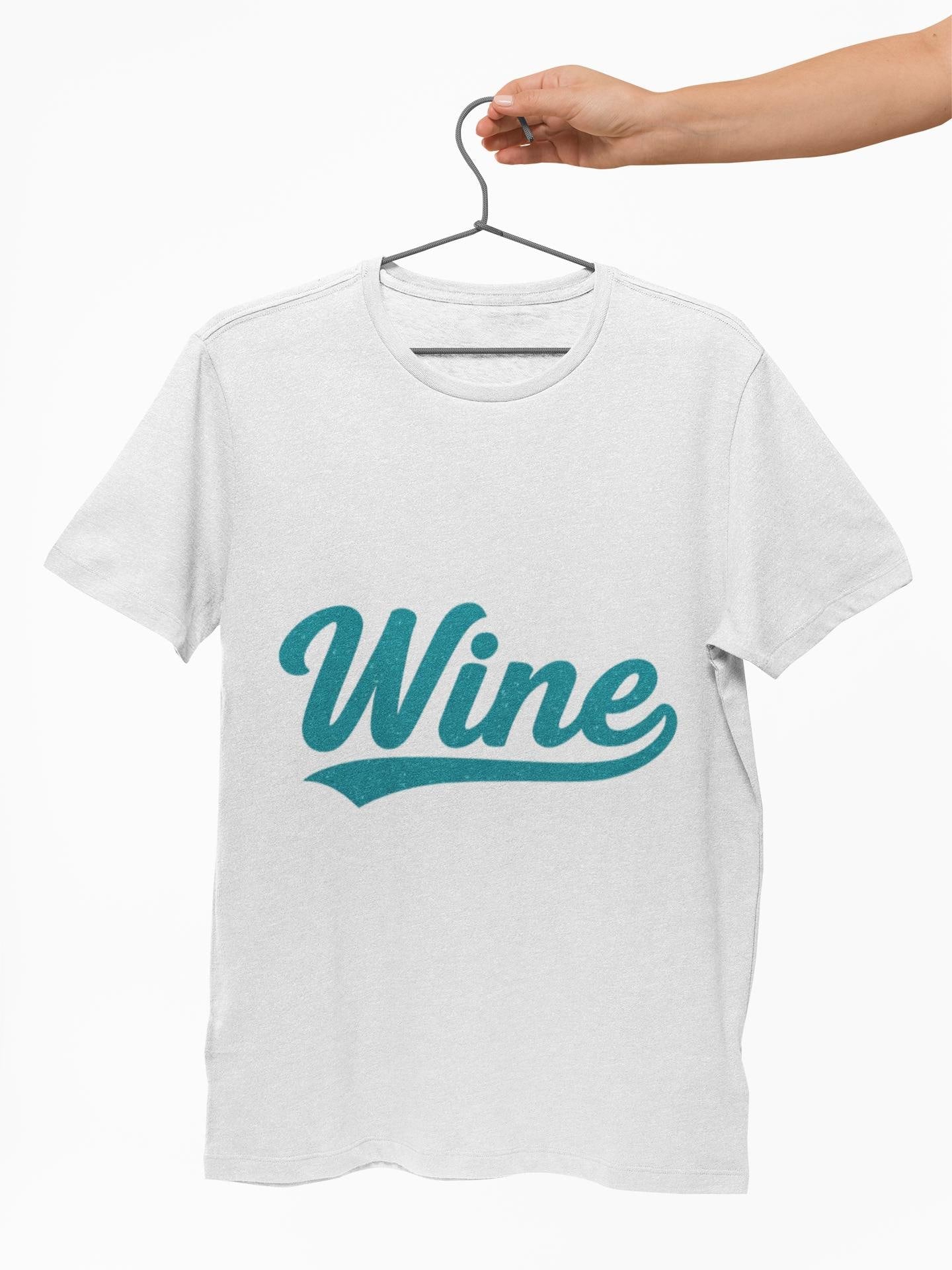 Wine Script Tee | Teal Wine Typography T-Shirt