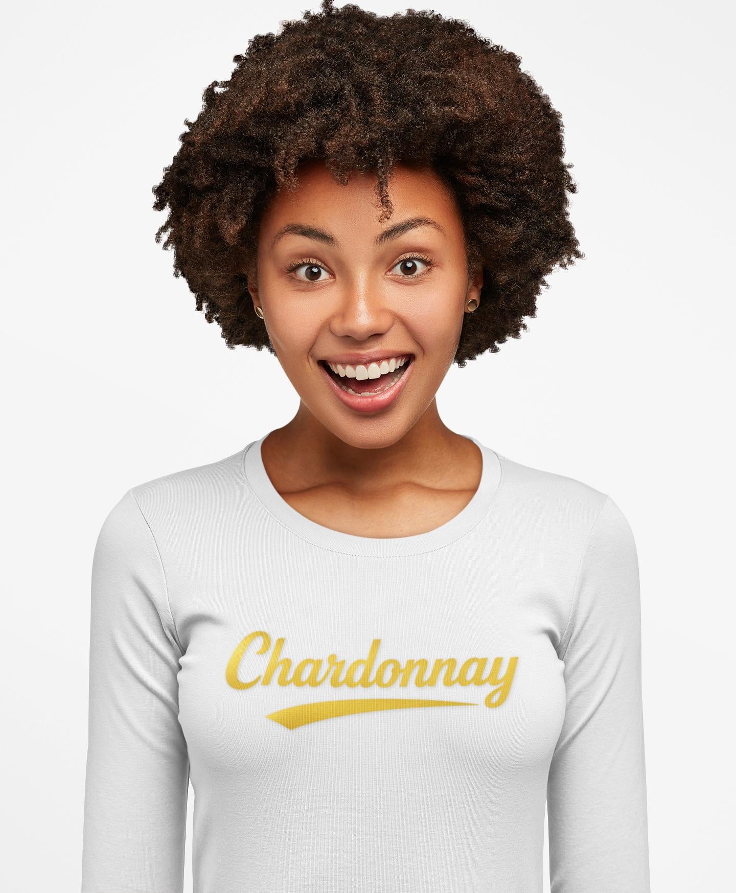 Chardonnay Script Logo Long Sleeve Tee, Wine Lovers