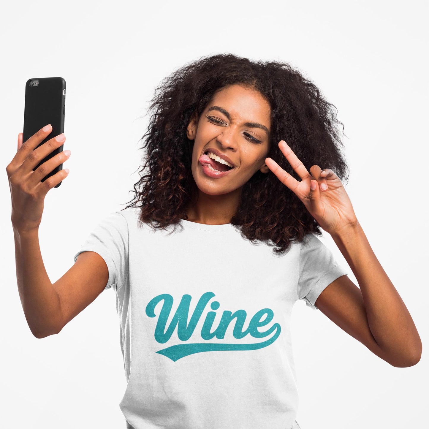 Wine Script Tee | Teal Wine Typography T-Shirt