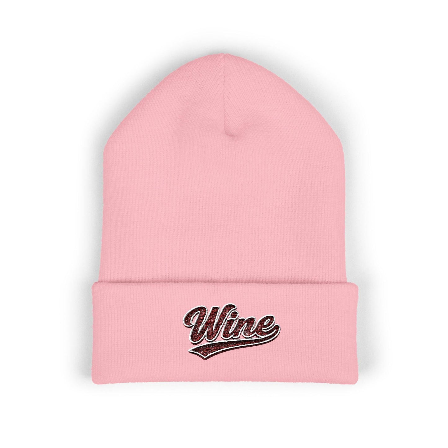 Embroidered Wine Beanie, Cuffed Knit Hat, Gift for Wine Lovers