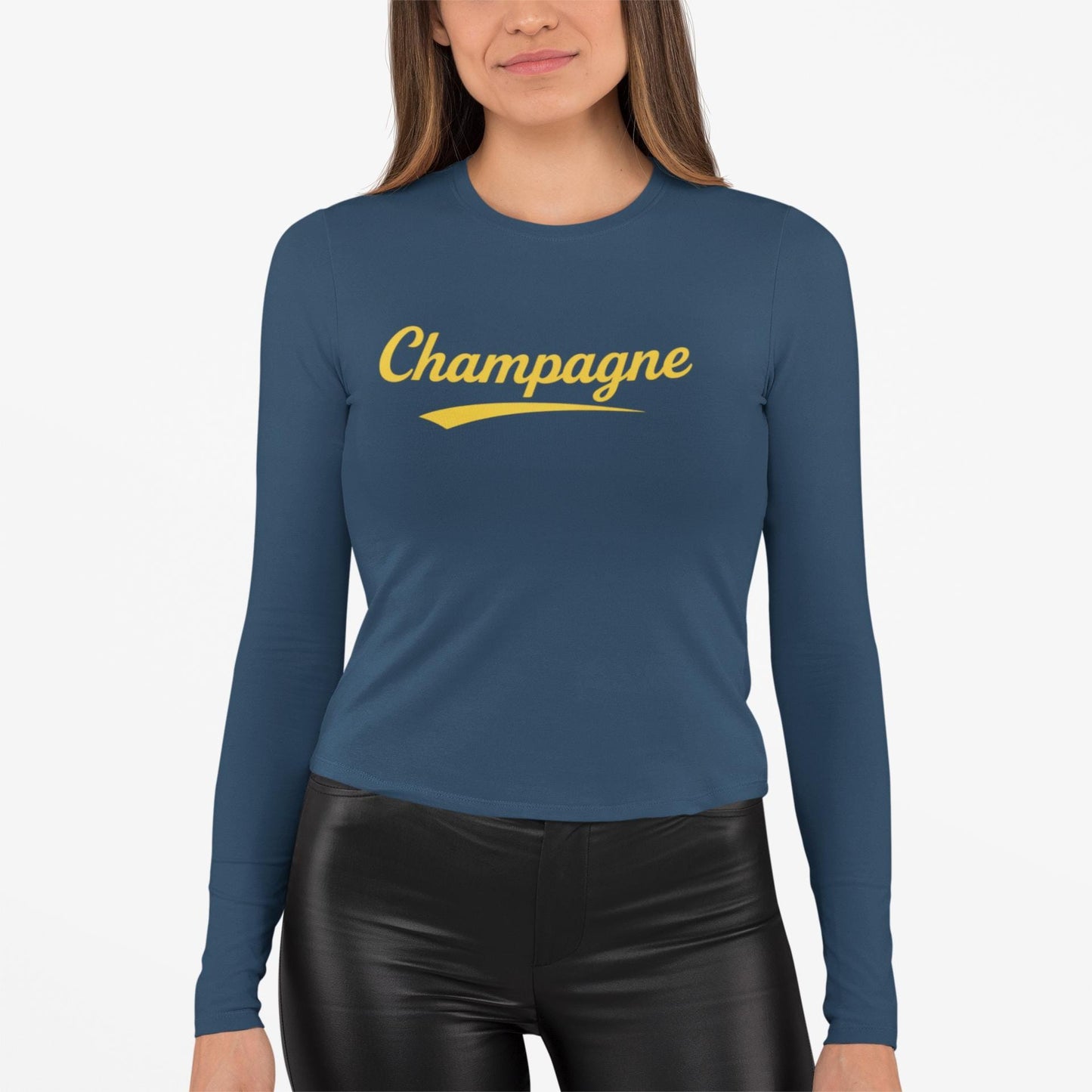 Champagne Script Long Sleeve Shirt, Retro Typography, Wine Graphic