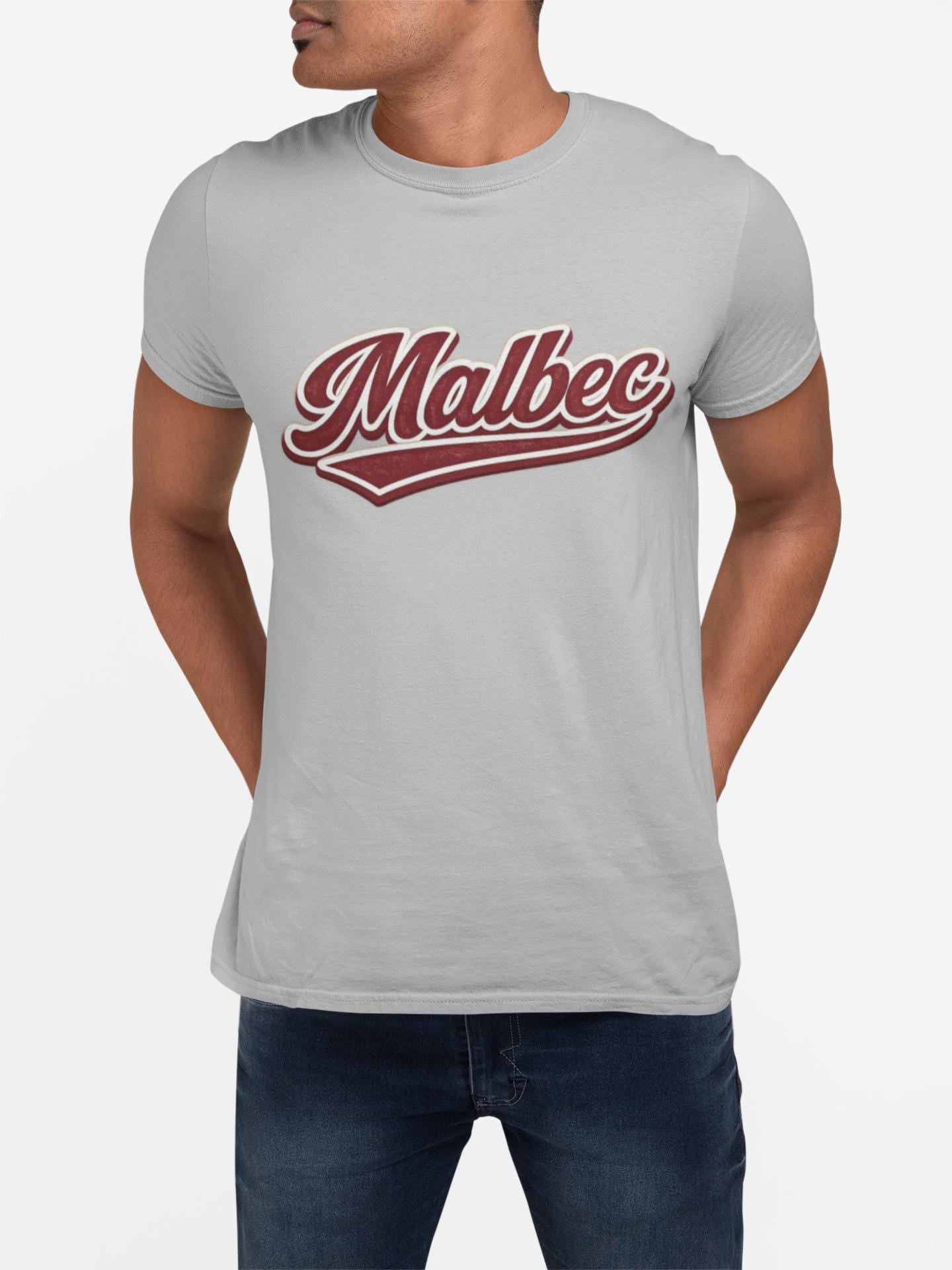 Malbec Shirt, Baseball Script Wine Tee, Unisex Wine Lover Gift